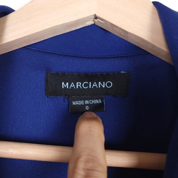 MARCIANO Guess Kaidy Draped Collar Pleated Wide Leg Crepe Jumpsuit Career 0 Blue - Picture 2 of 11